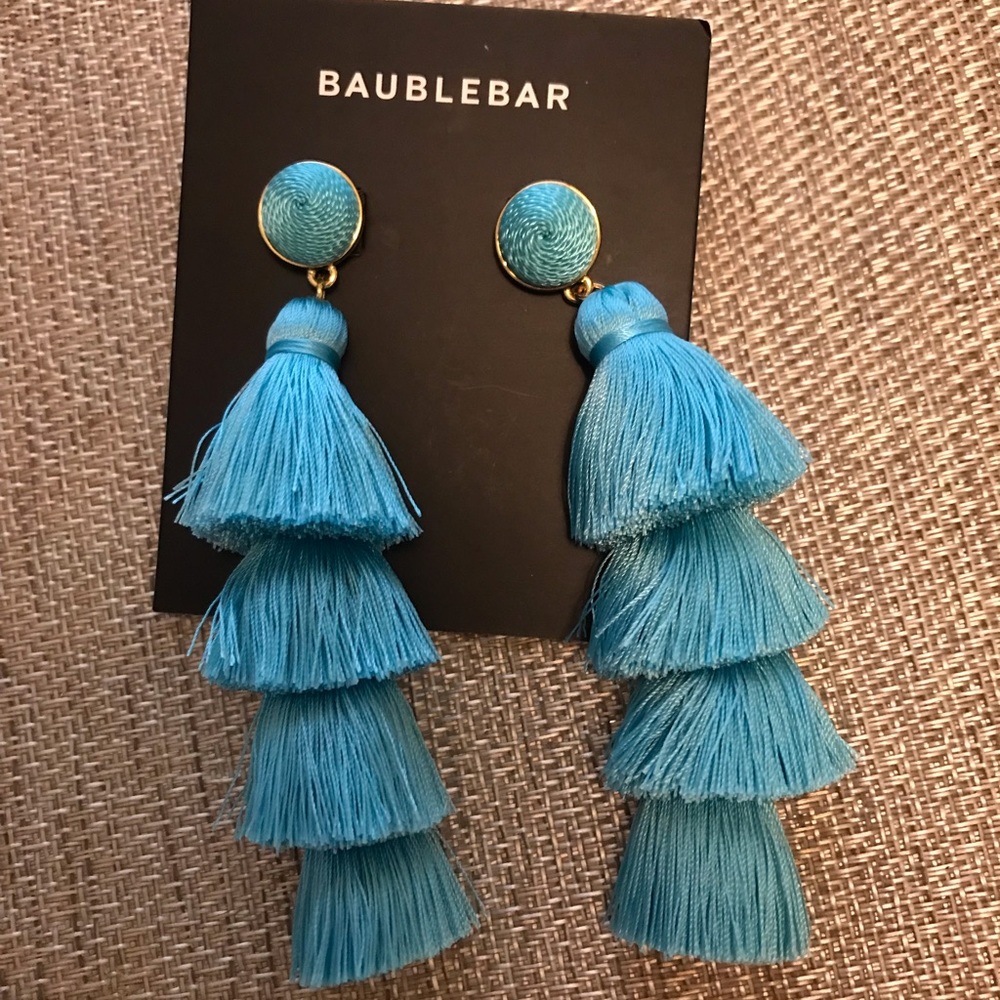 NWT Bauble Bar Turquoise Tassel Earrings